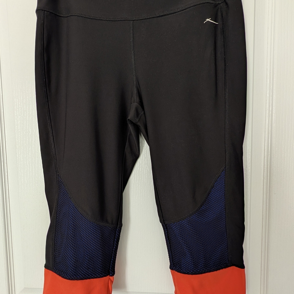 Gotex Black, Orange And Purple Netting Athletic Leggings- Size Large
